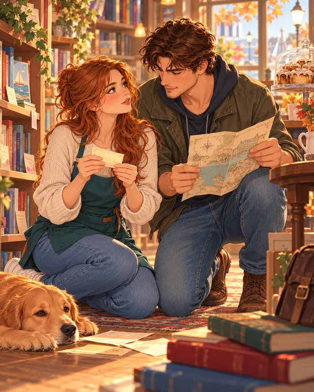 Illustration d’ambiance inspirée de La librairie du cinnamon roll